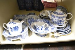 A Royal Worcester 'Blue Peony' pattern tea pot, h15cm, sold together with various other blue and