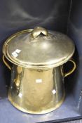 An early 20th century brass coal bucket, h40
