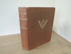 Military History. Lawrence, T. E. - Seven Pillars of Wisdom: a triumph. London: Jonathan Cape, 1935.