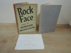 Poetry. Signed Copies. Norman Nicholson. A 1948, first edition of Rock Face, inscribed on the