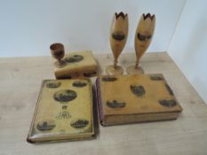 Scottish Victorian Curios. Mauchline Ware by A. & R. Robb of Coldstream. A selection of items: an