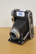 A Voigtländer Perkeo I folding camera, takes 6cm x 6cm square negatives on 120 film. Sold with