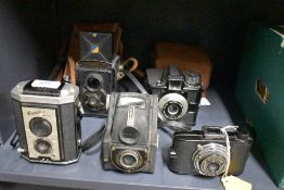 Five Camera group, including an Ilford Envoy, an Ensign Ful-Vue, a Kodak Brownie Reflex, a Coronet