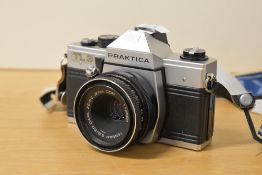 A Praktica TL3 with Carl Zeiss Jena Tessar 50mm f2.8 M42 mount lens and a Carl Zeiss Jena 135mm f3.5