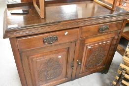 A Victorian mahogany sideboard, width approx. 124cm