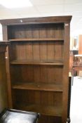 A stripped pine bookshelf