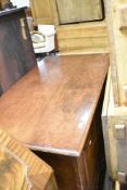 A reproduction TV cabinet with rise and fall mechanism, in the form of three panel mule chest