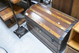A vintage dome top travel trunk , width approx. 85cm