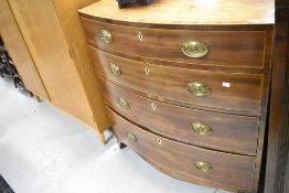 A 19th Century mahogany bow fronted chest of four long drawers, width approx. 95cm