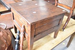 A period oak box stool, approx. 53 x 46cm