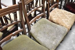 A set of three Victorian dining chairs and a Victorian balloon back salon chair