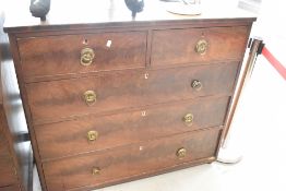 A 19th Century and later mahogany two over three drawer chest , width approx 119cm