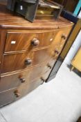 A Victorian mahogany bow fronted chest of four long drawers