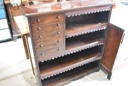 A Victorian stained frame bookcase having short drawer section, overall width approx. 100cm