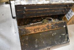 A vintage joiners toolbox and contents