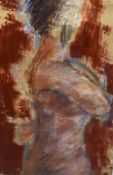 Artist unknown, pastels on paper, sketch of nude figure, unsigned, within white card mount and