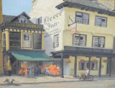Local interest* Geoffrey H Pooley (British 1908-2006) oil on canvas, a bygone view of the 'Fleece