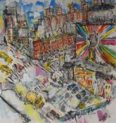 Lucinda Burman (British contemporary) a large eye-catching acrylic ink on watercolour paper '