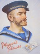 A reproduction Player's Navy Cut 'Player's Please' advertising sign, re-print, unframed 53cm x