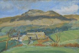 Local interest* Mary Farnell (British 1926-2014) oil on board 'Lower Moss House and Ingleborough'