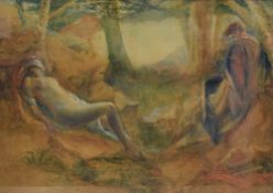 John Riley Wilmer (British 1883-1941) watercolour 'Death of Procris' indistinctly signed lower
