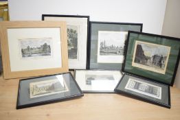 A collection of eighteen 19th century prints, to include 'View of the College of Physicians, Warwick
