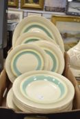 A quantity of Susie Cooper Burslem pattern dinner wares, hand painted with green, yellow and grey