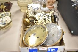 An early 20th century brass clock dial, w15.5cm, sold together with another clock face, 2