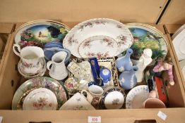 A small selection of Royal Albert items including a 'Lavender Rose' cake plate, 'Moss Rose' milk jug
