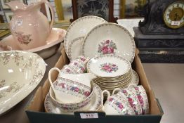 A vinateg J & G Meakin tea service, decorated with gilt edging and floral patterns, approx. 34