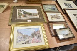 Six assorted pictures and prints including a pastel 'The Kings Head - Kettlewell' after Fred W