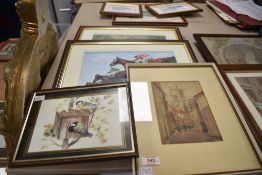 Two watercolours entitled 'Over the Sticks' and 'Riding to Hounds' after Ron Lewin both mounted