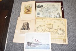 A selection of assorted prints, framed and unmounted, including a map of Westmoreland glazed and