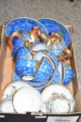 A vintage Japanese blue Dragonware lithophane part tea service etc