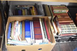 Three cartons of assorted books including four volumes of The Practical Woodworker, Seasons of my