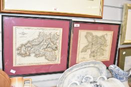 Two vintage maps showing North and South Wales mounted framed and glazed both 40cm x 35cm.