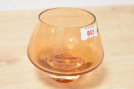 A Caithness smoked glass bowl, having acid-etched inscription reading 'To Commemorate The 50th