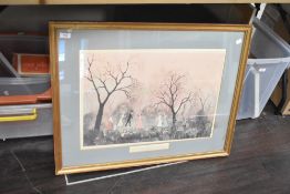 A print titled 'It was on an April Evening' after Helen Layfield Bradley mounted framed and glazed