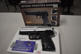 An HFC spring powered airsoft pistol model HA-118 6mm synthetic ammo