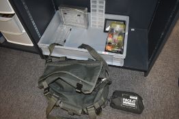 A Bruce and Walker fishing bag containing some clothing and some tackle priest etc along with some