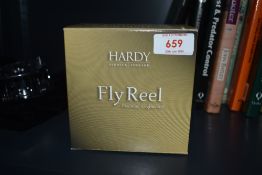 A Hardy Swift 975 #7/8 fly reel with a neoprene case and original box.