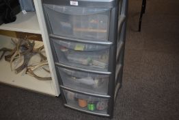 A four draw chest of assorted fishing tackle including Line Lures hooks and casts and rigs