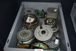 A large selection of vintage fly reels and spare spools