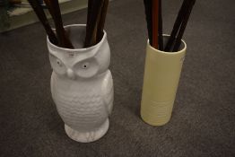 One large vase which can also be used as stick or umbrella stands in the form of a white owl