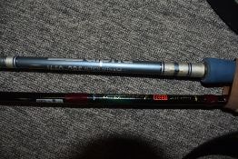 A Leeda Dragonfly 2 3pc 11ft 3in #7-9 fly rod and a Shakespeare Alpha 2.85m 2pc # 8-9 fly rod