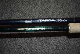 A Greys 2pc sea spin 11ft 28-90g and a Shakespeare Targa spin 2pc rod