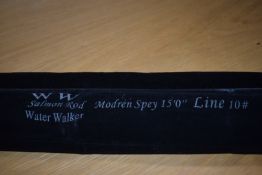 A Walter Walker modern spey 15ft 3pc #10 new and unused in soft sleeve.