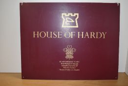 A modern double sided House of Hardy shop sign measuring 43cm x 56cm