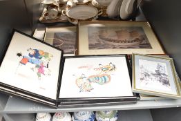 A selection of pictures , mainly of Chinese interest including paintings on silk and large wall