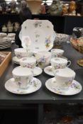 A Shelley 'Wild Flowers' pattern fine bone china tea service comprising of 1 plate, 1 sugar bowl,